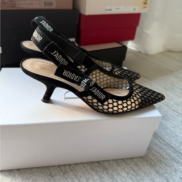 Dior Black Mesh Slingback Heels - Picture 3 of 5